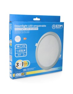 Downlight led empotrable, redondo, 18 w, 3cct, 1820 lm, marco aluminio, ø22,3 cm 2