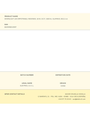 Downlight led empotrable, redondo, 18 w, 3cct,...