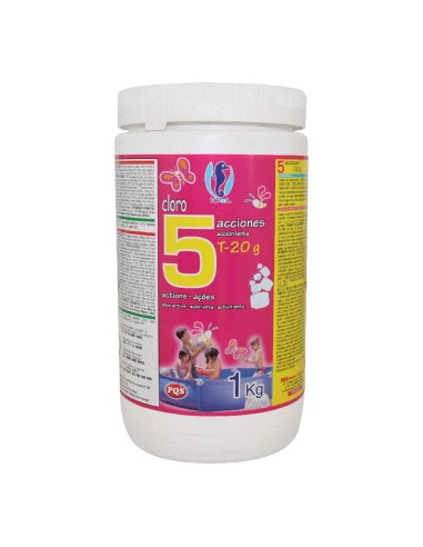 Cloro 5 acciones, tabletas de 20 g, bote 1 kg