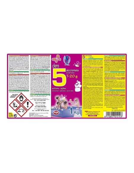 Cloro 5 acciones, tabletas de 20 g, bote 1 kg