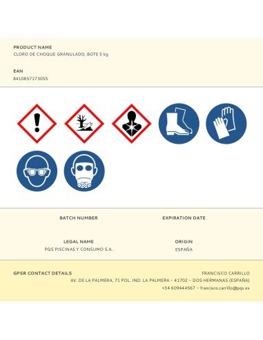 Cloro de choque granulado, bote 5 kg