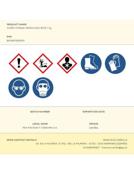 Cloro de choque granulado, bote 1 kg