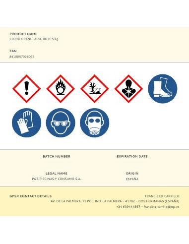 Cloro granulado, bote 5 kg