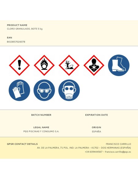 Cloro granulado, bote 5 kg