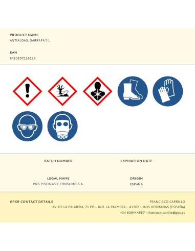 Antialgas, doble concentración, garrafa 5 l
