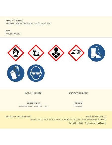 Bromo desinfectantes sin cloro, tabletas 20 g, bote 1 kg