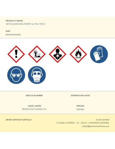 Insecticida anticucarachas atomic lu, fin, 750 ml