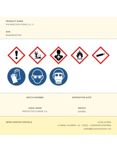 Pistola fin insectos atomic lu, 1 l