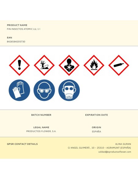 Pistola fin insectos atomic lu, 1 l