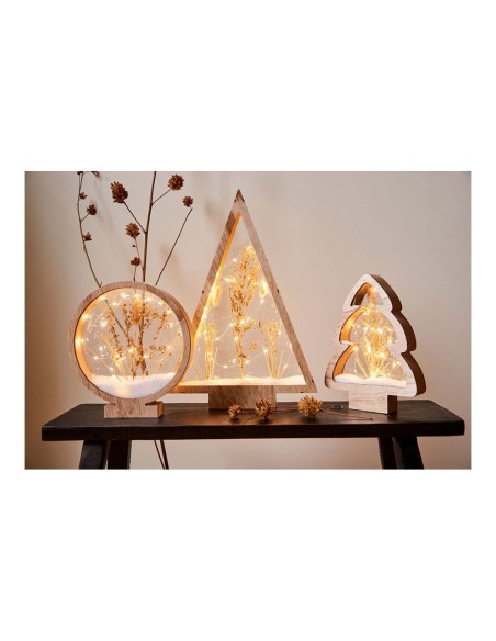 Círculo de madera con microleds 25 leds 4,30 x 25 x 27,5 cm