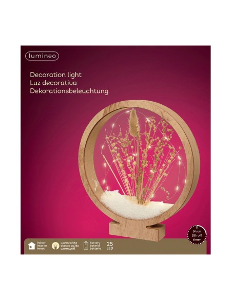 Círculo de madera con microleds 25 leds 4,30 x 25 x 27,5 cm