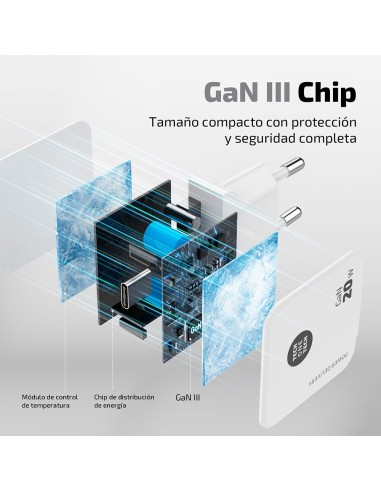 Cargador ultra rápido gan 20 w + cable usb-c a...