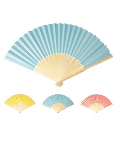 Abanico plegable de papel y bambú, colores surtidos, ø45 x 26,5 cm