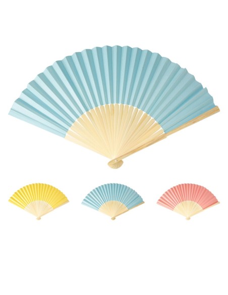 Abanico plegable de papel y bambú, colores surtidos, ø45 x 26,5 cm