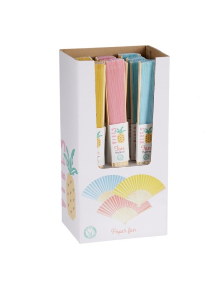 Abanico plegable de papel y bambú, colores surtidos, ø45 x 26,5 cm