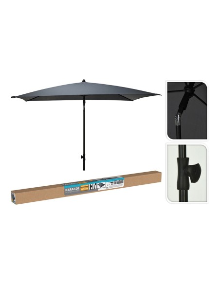 Parasol rectangular gris, 125 x 200 cm