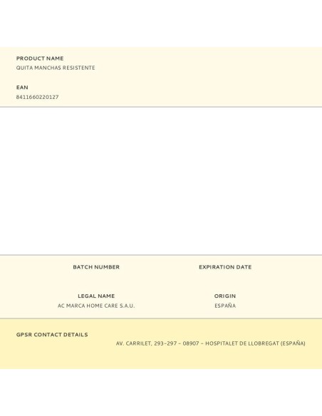 Quita manchas resistente, 150 ml