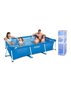 Piscina con estructura metálica rectangular, depuradora no incluida, 300 x 200 x 75 cm