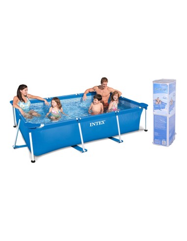 Piscina con estructura metálica rectangular, depuradora no incluida, 300 x 200 x 75 cm