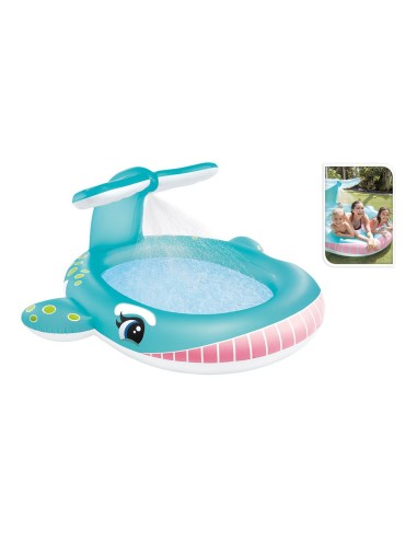 Piscina hinchable infantil modelo ballena con rociador, 201 x 196 x 91 cm