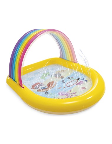 Piscina hinchable infantil modelo arcoíris con rociador, 147 x 130 x 86 cm