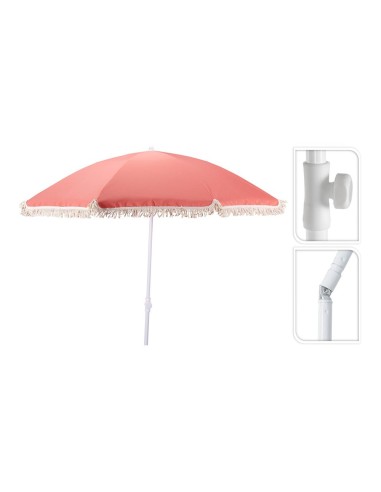 Sombrilla de playa coral con borlas, ø160 x 200 cm
