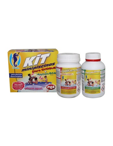 Kit mini piscinas: cloro 500 g + antialgas 500 ml