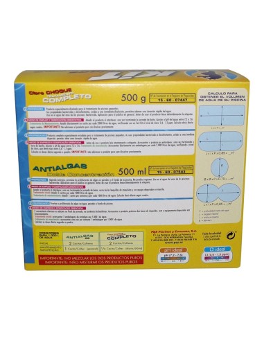 Kit mini piscinas: cloro 500 g + antialgas 500 ml