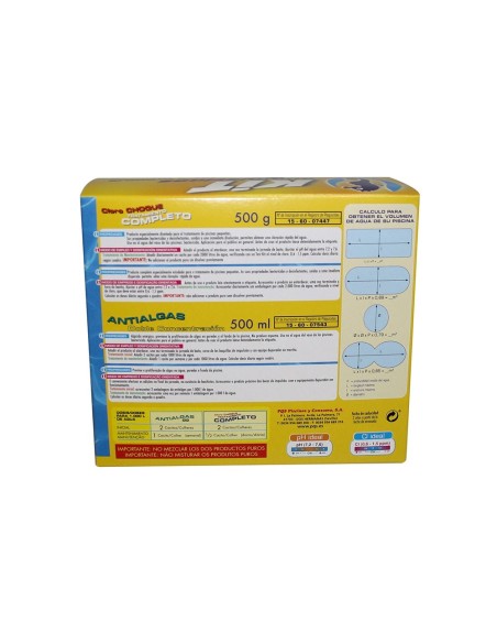 Kit mini piscinas: cloro 500 g + antialgas 500 ml