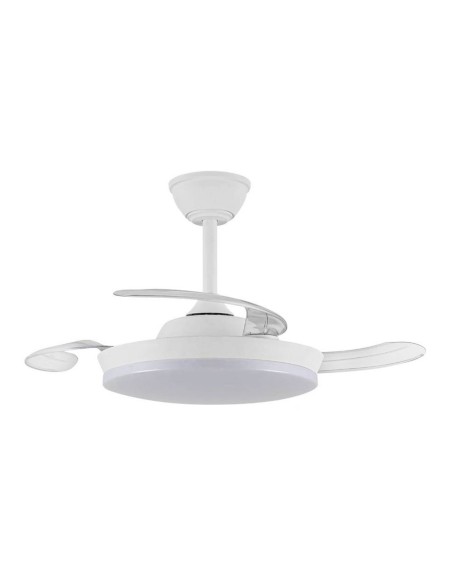 Ventilador techo, led 3cct, aspas retráctiles, milky s eco, 39 w, 3822 lm, blanco, ø92 cm, plafón ø39 cm, altura 32 - 42 cm