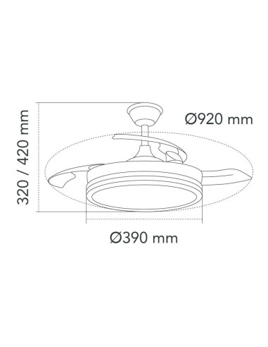 Ventilador techo, led 3cct, aspas retráctiles,...