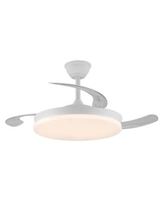 Ventilador techo, led 3cct, aspas retráctiles, milky m eco, 45 w, 4400 lm, blanco, ø106 cm, plafón ø48 cm, altura 32 - 42 cm