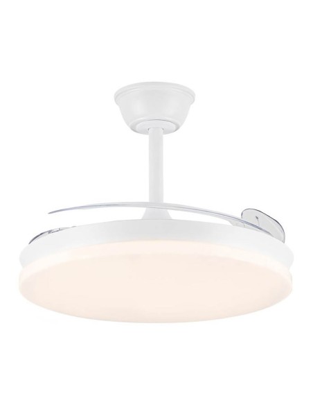 Ventilador techo, led 3cct, aspas retráctiles, milky m eco, 45 w, 4400 lm, blanco, ø106 cm, plafón ø48 cm, altura 32 - 42 cm