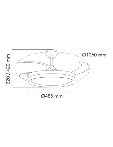 Ventilador techo, led 3cct, aspas retráctiles,...