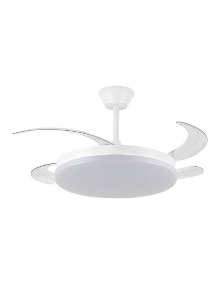 Ventilador techo, led 3cct, aspas retráctiles, milky l evo smart, 72 w, 7920 lm, blanco, ø120 cm, plafón ø48 cm, altura 32 - ...