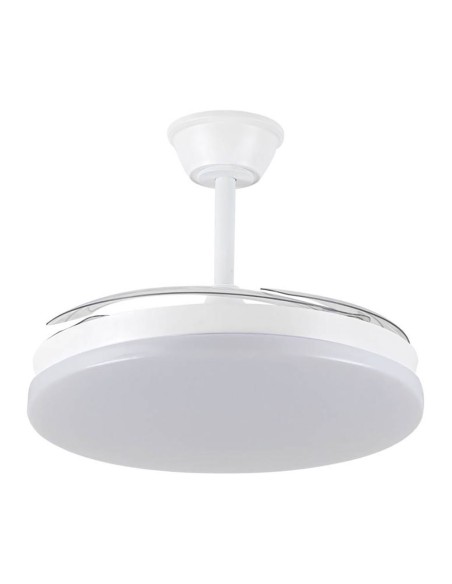 Ventilador techo, led 3cct, aspas retráctiles, milky l evo smart, 72 w, 7920 lm, blanco, ø120 cm, plafón ø48 cm, altura 32 - ...