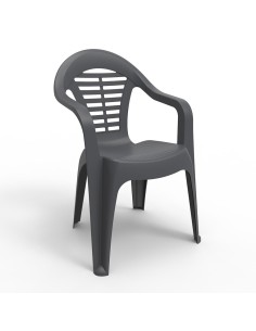 Silla apilable menorca, color antracita, 54 x 58 x 86 cm