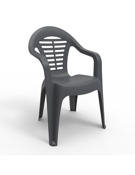Silla apilable menorca, color antracita, 54 x 58 x 86 cm