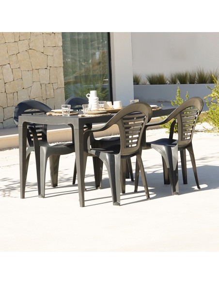 Silla apilable menorca, color antracita, 54 x 58 x 86 cm