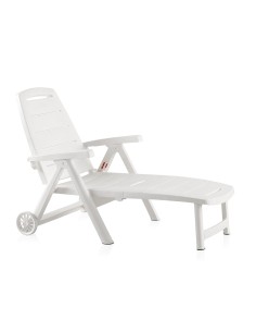 Tumbona plegable con ruedas, antibes, color blanco, 188 x 79 x 94 cm