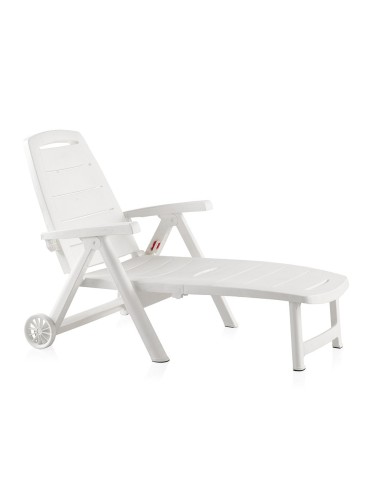 Tumbona plegable con ruedas, antibes, color blanco, 188 x 79 x 94 cm