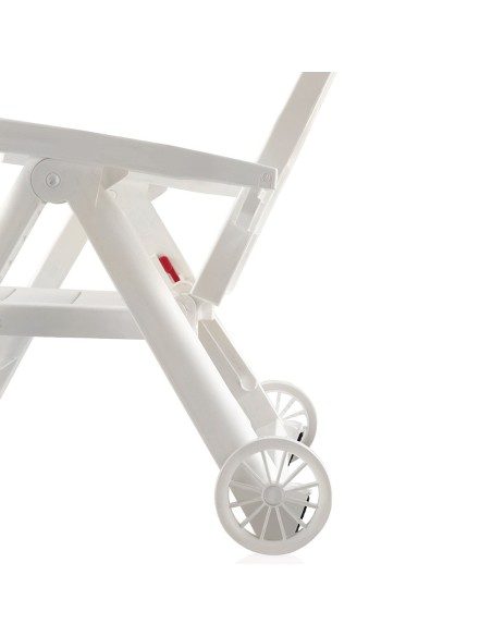 Tumbona plegable con ruedas, antibes, color blanco, 188 x 79 x 94 cm