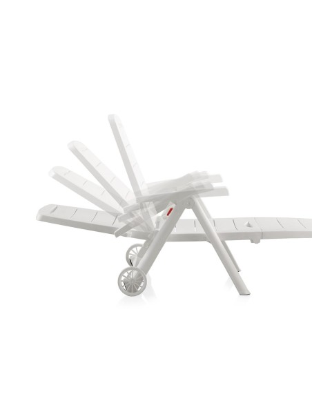 Tumbona plegable con ruedas, antibes, color blanco, 188 x 79 x 94 cm