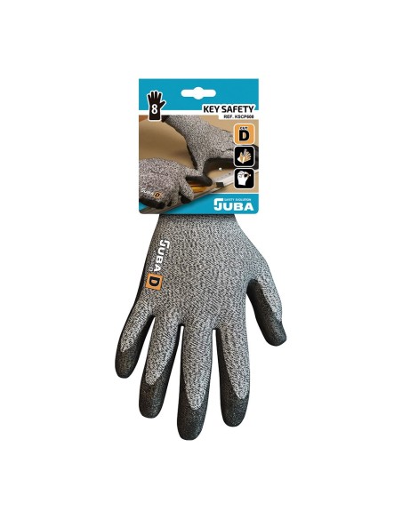 Guante de poliéster / elastano palma poliuretano, resistente al corte, t-8