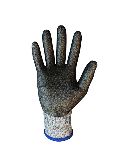 Guante de poliéster / elastano palma poliuretano, resistente al corte t-9