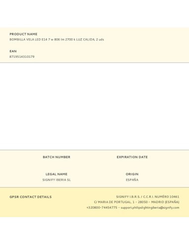 Bombilla vela led e14, 7w, 806 lm, 2700 k, luz...