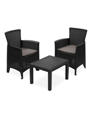 Conjunto jardín forest 3 piezas antracita + cojines