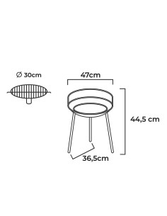 Barbacoa de carbón 3 patas, negra y roja, ø33 x 44,5 cm 2