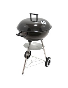 Barbacoa de carbón 3 patas con tapa y ruedas, negra, ø51x 76 cm