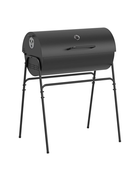 Barbacoa carbón xl con tapa, negra, 76,8 x 40,5 x 103,3 cm